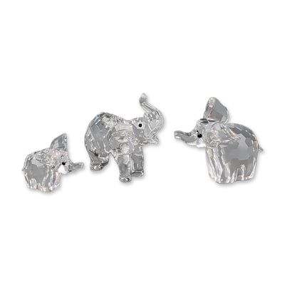 Three Swarovski Silver Crystal Figurines, Elephants
