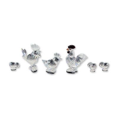 6pc Swarovski Silver Crystal Poultry Family Figurines