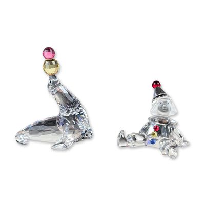 2pc Swarovski Crystal Puppet and Seal Figurines