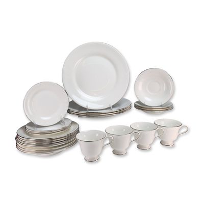 24pc Wedgwood Silver Ermine Bone China Dinner Service for Four