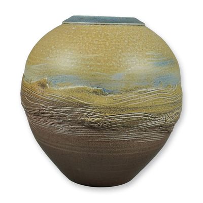 Dan Triece DirtWorks Pottery Seagrove North Carolina Stoneware Landscape Vase