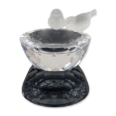 Swarovski Crystal Frosted Bird Bath Figurine