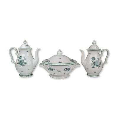 Three Rosenthal Porcelain Coffee Pots and Covered Soup Tureen, Chippendale Green Bloom
