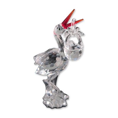 Swarovski Crystal Stork With Baby Figurine