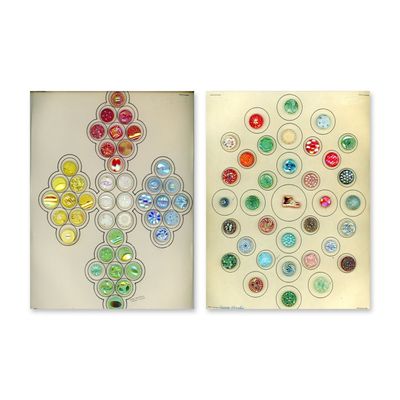 2 CARDS OF ASSORTED WEST GERMAN AURORA GLASS BUTTONS