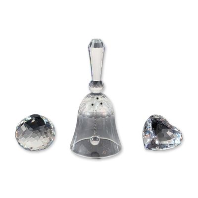 3pc Swarovski Crystal Bell, Paperweight, and Heart Collection
