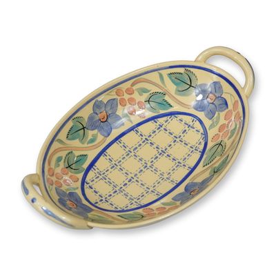 Wedgwood Art Deco Polychrome Hand-Painted Queensware Oval Serving Bowl