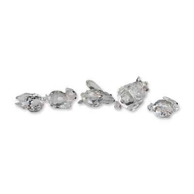 Group of Five Swarovski Silver Crystal Rabbit Figurines