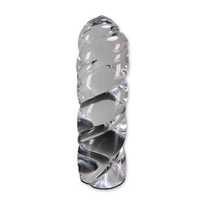 Mats Jonasson Maleras Sweden Signed Spiral Crystal Sculpture