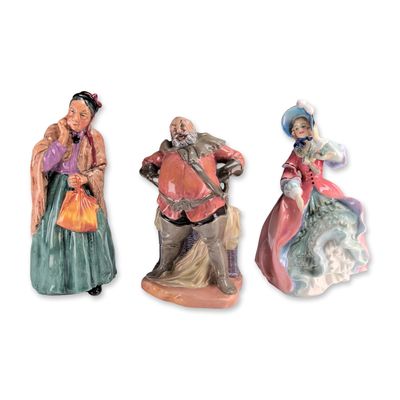 3pc Royal Doulton Porcelain Figurines, Spring Morning, Falstaff and Bridget