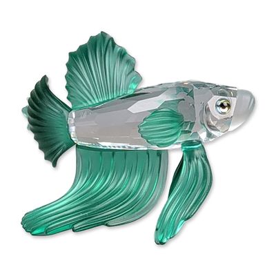 Swarovski Crystal Figurine, Green Siamese Fighting Fish