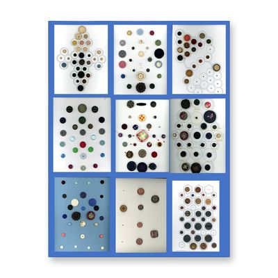 9 CARDS OF DIVISION ONE FABRIC BUTTONS
