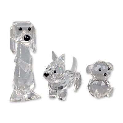 Three Swarovski Crystal Dog Figurines