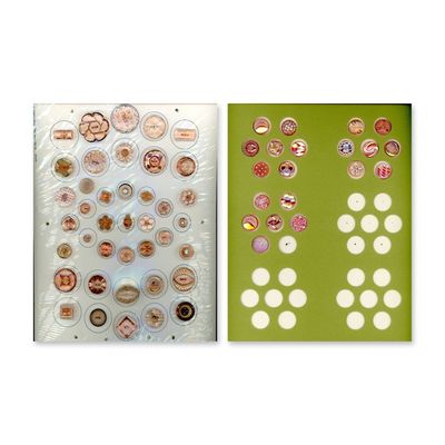 2 CARDS OF ASSORTED WEST GERMAN PINK GLASS BUTTONS