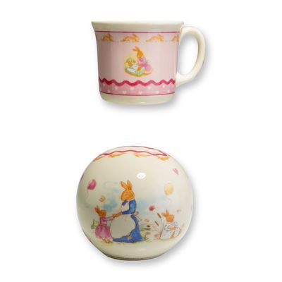 2pc Royal Doulton Bunnykins Sweet Hearts Mug and Money Bank