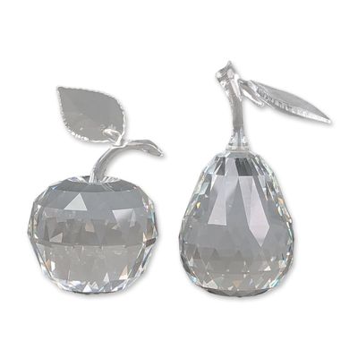 Two Swarovski Silver Crystal Apple and Pear Figurines