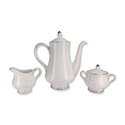 3pc Wedgwood Silver Ermine Bone China Coffee Service