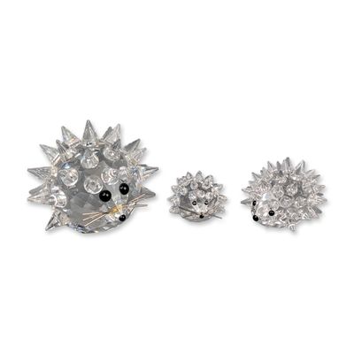 Three Swarovski Silver Crystal Figurines, Graduated Hedgehogs