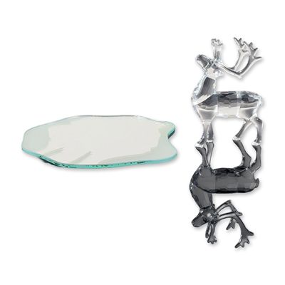 Swarovski Silver Crystal Reindeer Figurine with Display Base