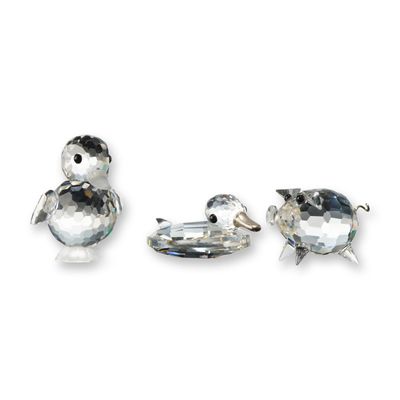 3pc Swarovski Silver Crystal Animal Figurines