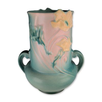 Roseville Pottery Green Poppy Pattern Large Ceramic Vase