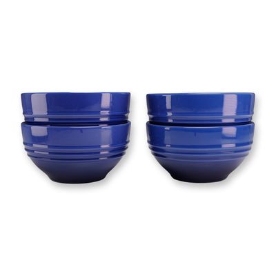 Set of 4 Le Creuset Cobalt Blue Stoneware Cereal Bowls
