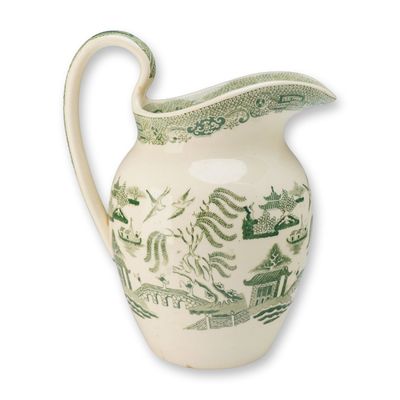 Wedgwood Green Willow Pattern Earthenware Water Jug