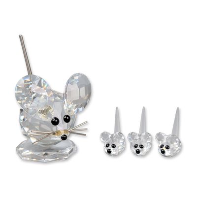 Two Swarovski Silver Crystal Mouse Figurines