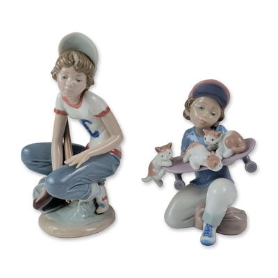 2pc Lladro Glazed Porcelain Figurines 1007623 & 1005290