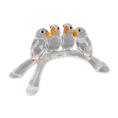 Swarovski Silver Crystal Figurine, Baby Lovebirds