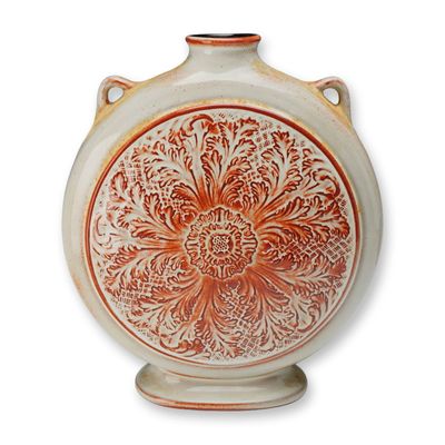 Wedgwood Eleanor Collection Coral Glazed Moon Flask Vase
