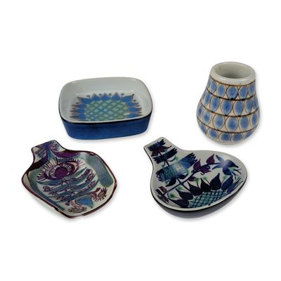 4pc Royal Copenhagen & Arabia Faience Dishes