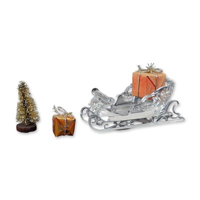 Swarovski Silver Crystal Christmas Sleigh Set