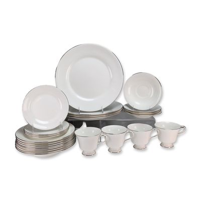 24pc Wedgwood Silver Ermine Bone China Dinner Service for Four
