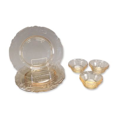 10pc Heisey Empress Sahara Yellow Depression Glass Set