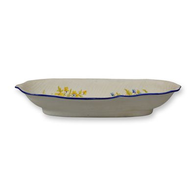 Wedgwood Hand-Painted Creamware Leaf-Molded Pickle Dish