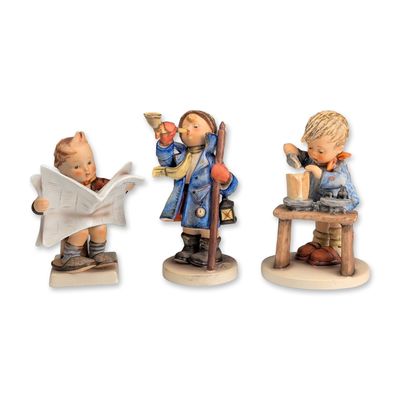 3pc Goebel Hummel Porcelain Figurines- Latest News, Fair Measure & Hear Ye, Hear Ye