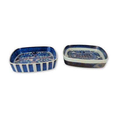 2pc Royal Copenhagen Aluminia Fajance Square Dishes