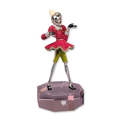 2pc Swarovski LE Enamel and Crystal Pinocchio Figurine with Arribas Brothers Pink Base