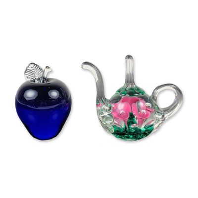 2pc Art Glass Paperweights, The Glass Eye Studio and Joe St Clair American Studio