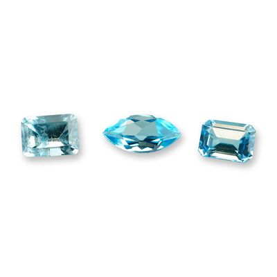 3pc Marquise and Emerald Cut Blue Topaz Gemstones