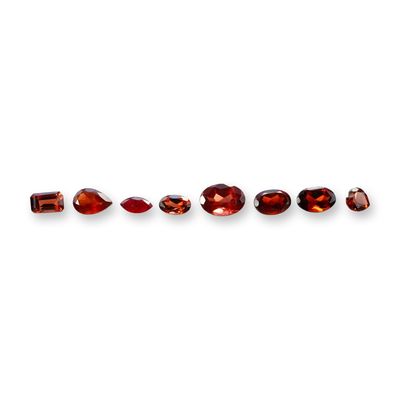 8pc Red Garnet Gemstones in Vatious Shapes and Sizes