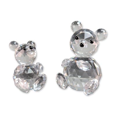 2pc Swarovski Crystal Sitting Teddy Bear Figurines