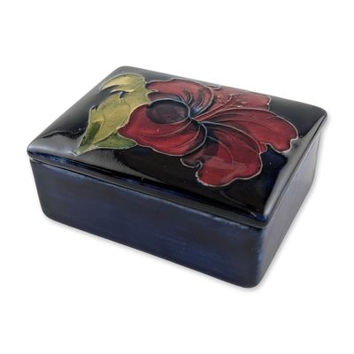 Moorcroft Pottery Hibiscus Pattern Lidded Box