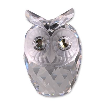Swarovski Silver Crystal Faceted Owl Figurine