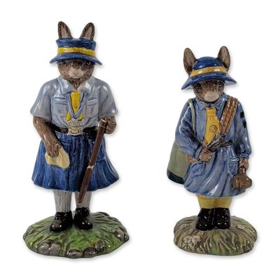 2pc Royal Doulton Bunnykins Ceramic Scouting Figurines
