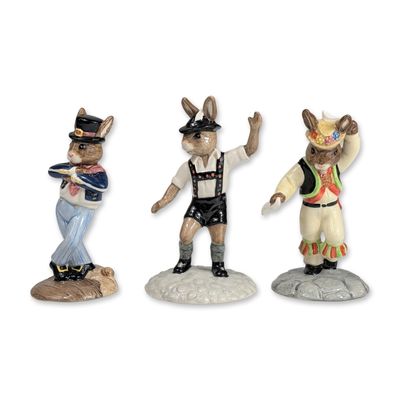 3pc Royal Doulton Bunnykins Porcelain Figurines