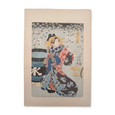 Utagawa Kunisada (Toyokuni III) (Japanese, 1786-1865)  Woodcut on Paper from One Hundred Beauties of