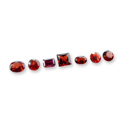 7pc Red Garnet Gemstones in Vatious Shapes and Sizes