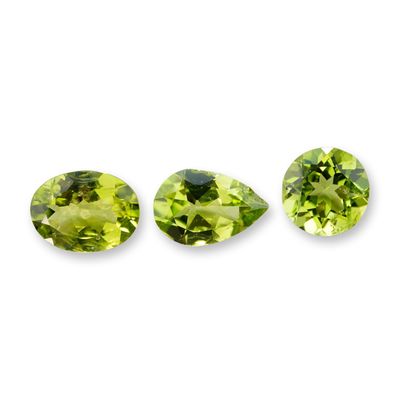 3pc Oval, Round and Pear Shape Peridot Gemstones